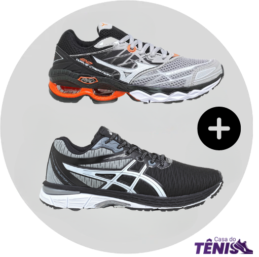 Compre 1 leve 2 Tênis Mizuno Wave 20 Pro + Asics Revelation