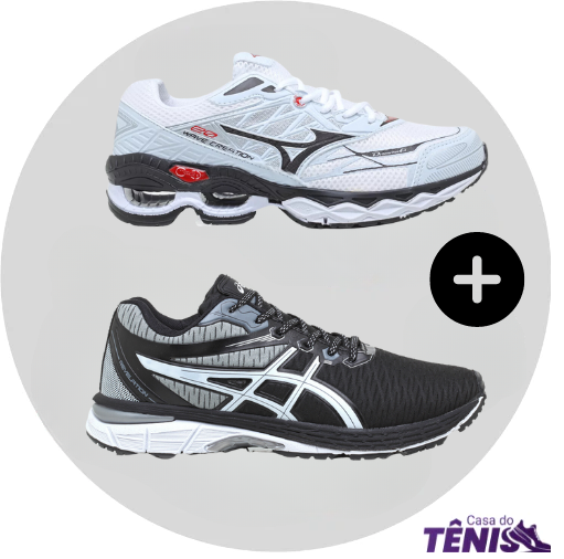 Compre 1 leve 2 Tênis Mizuno Wave 20 Pro + Asics Revelation