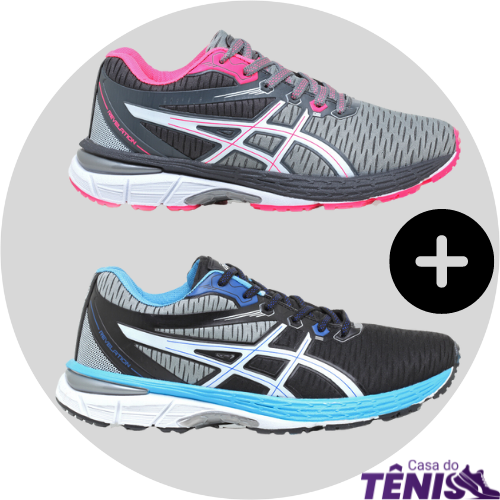 2 PARES Asics Revelation MASC e FEM COMPRE 1 LEVE 2