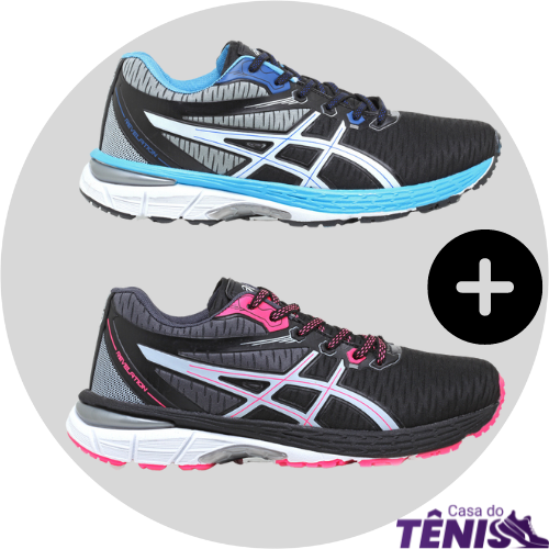 2 PARES Asics Revelation FEM e Masc COMPRE 1 LEVE 2