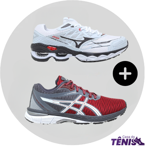 Compre 1 leve 2 Tênis Mizuno Wave 20 Pro + Asics Revelation